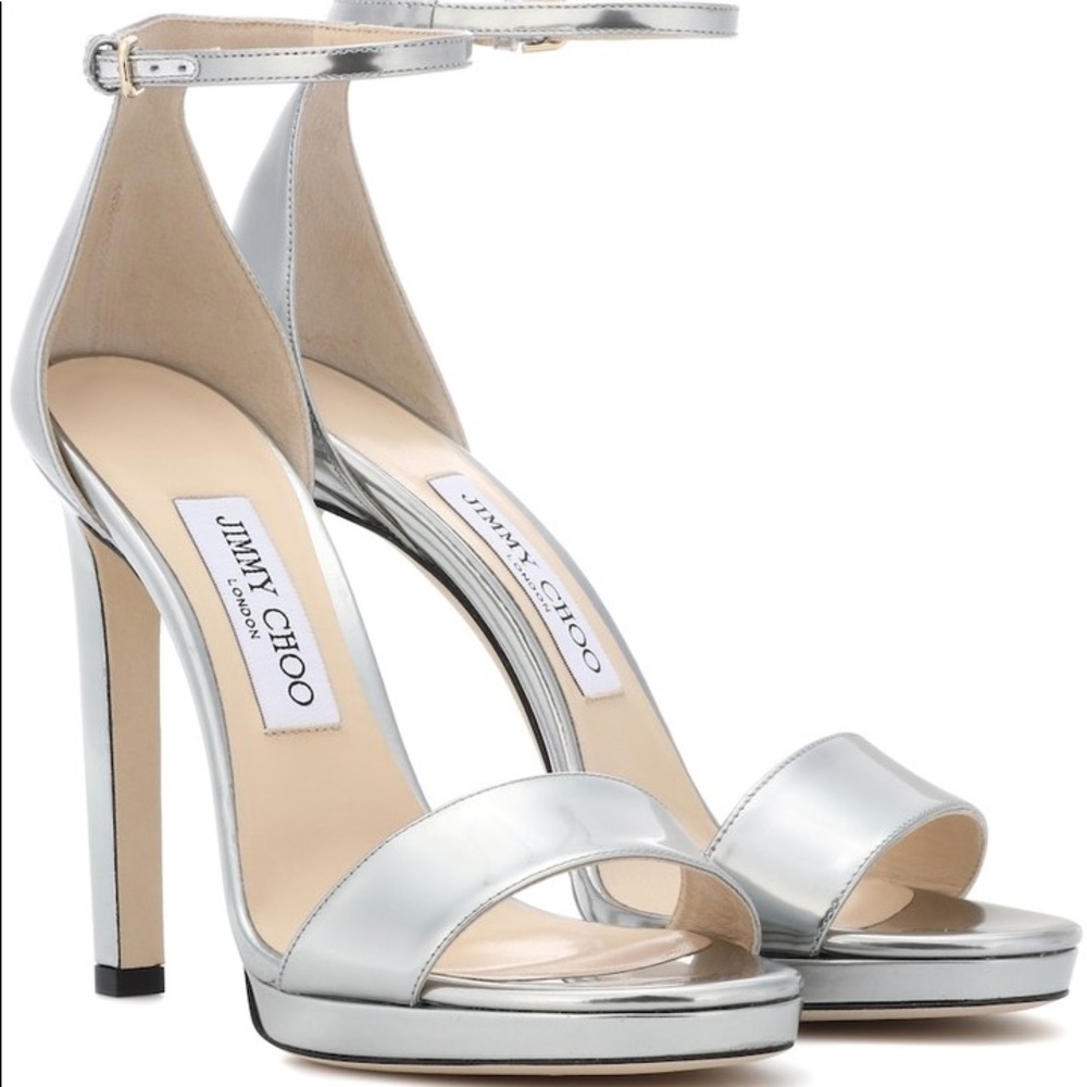 ♦️SOLD♦️ Jimmy Choo 120 Silver Misty Leather Sandals EU40/US9